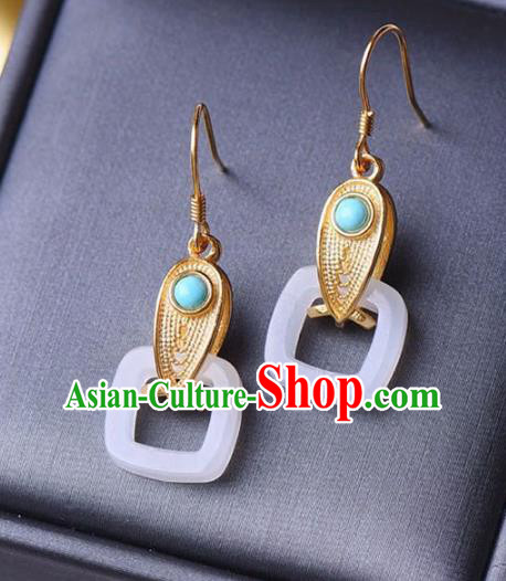 Handmade China Kallaite Eardrop Accessories Traditional Jewelry National Cheongsam White Nephire Earrings