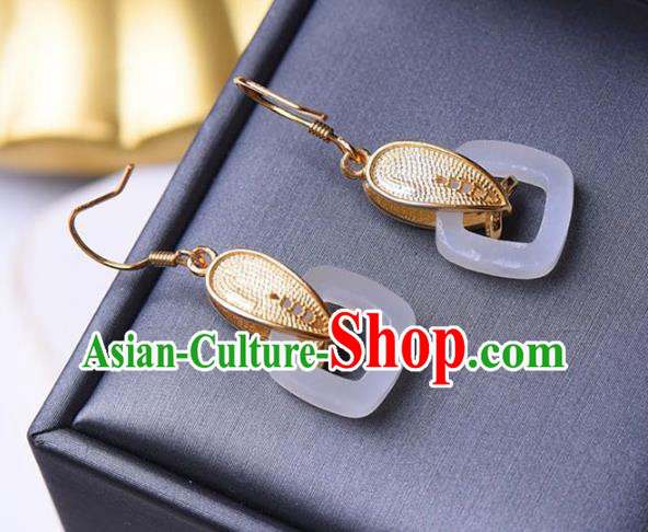 Handmade China Kallaite Eardrop Accessories Traditional Jewelry National Cheongsam White Nephire Earrings