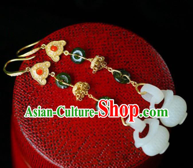 Handmade China Jade Censer Eardrop Accessories Traditional Jewelry National Cheongsam Gems Earrings