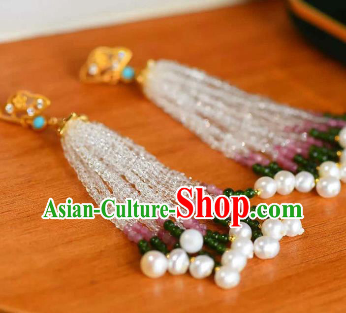 Handmade China Cheongsam Beads Tassel Eardrop Accessories National Earrings Traditional Jewelry