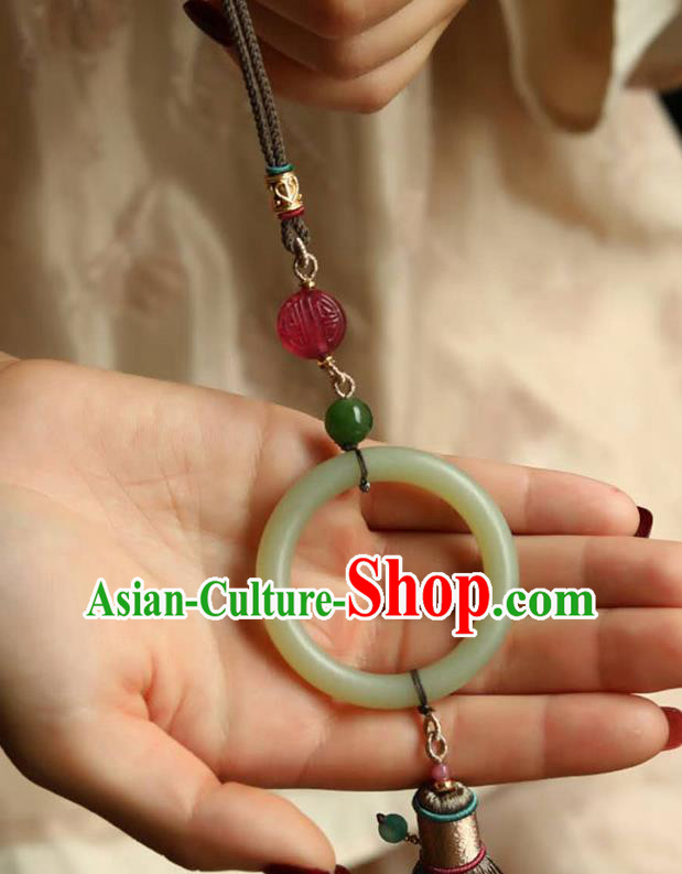 Chinese Classical Tassel Waist Accessories Handmade National Belt Jade Pendant