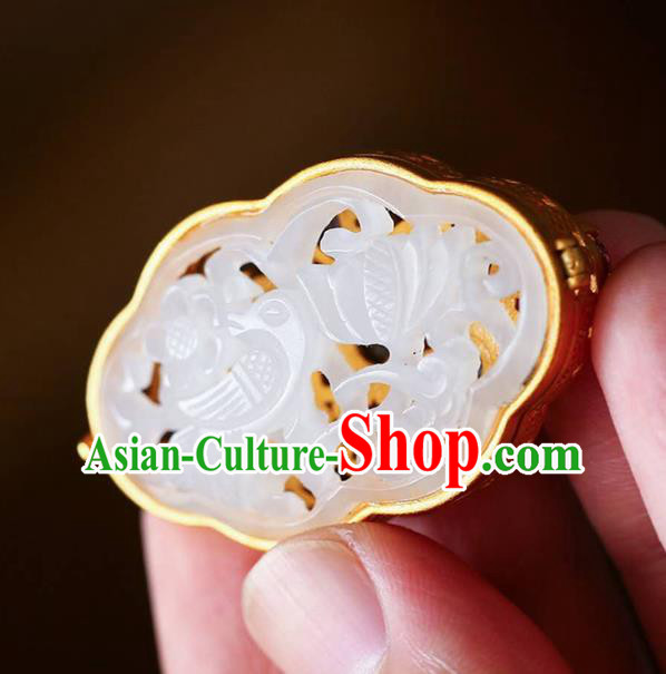 Chinese Classical Gems Necklace Accessories Handmade National Golden Sachet Pendant