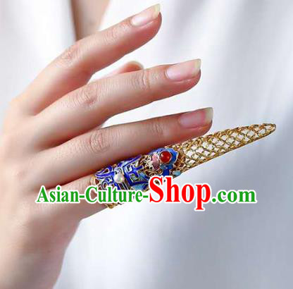 Chinese Ancient Court Cloisonne Jewelry Traditional Handmade Qing Dynasty Imperial Concubine Nail Wrap Accessories