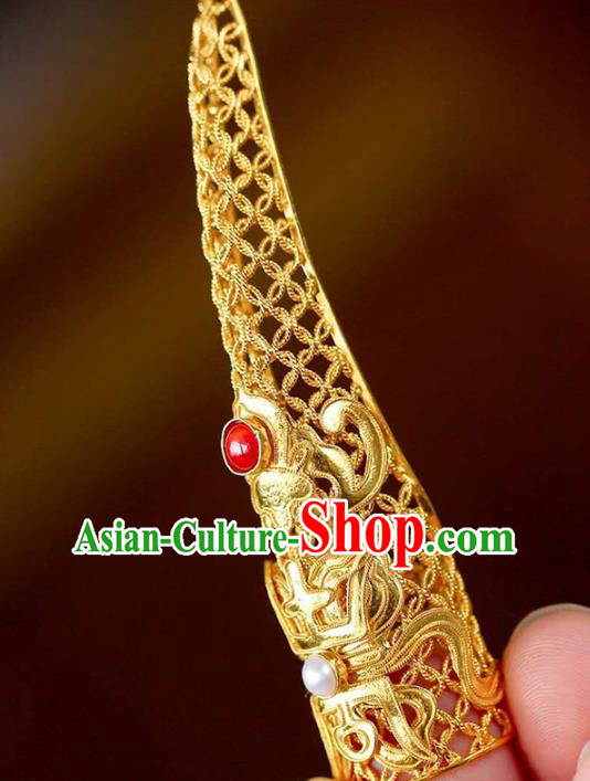 Chinese Ancient Court Jewelry Traditional Handmade Accessories Qing Dynasty Imperial Concubine Golden Nail Wrap