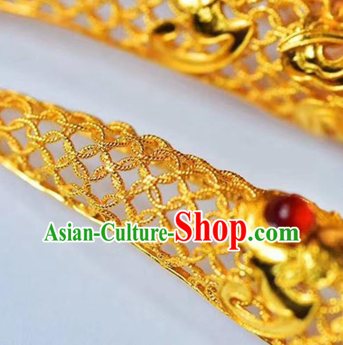 Chinese Ancient Court Jewelry Traditional Handmade Accessories Qing Dynasty Imperial Concubine Golden Nail Wrap