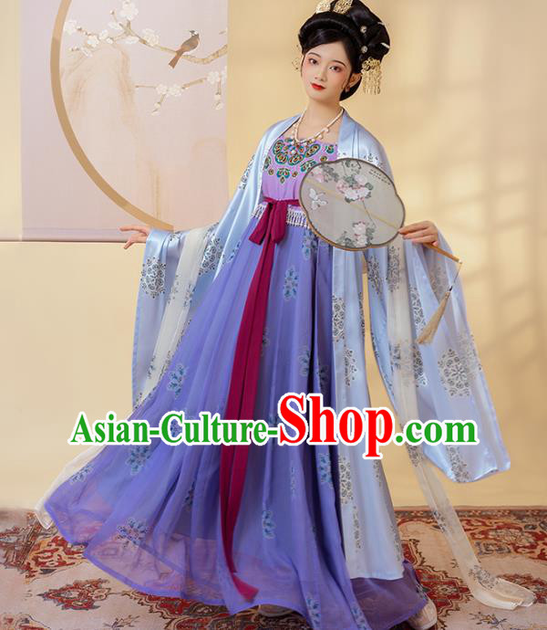 Traditional China Tang Dynasty Court Lady Historical Costumes Ancient Young Beauty Hanfu Dress