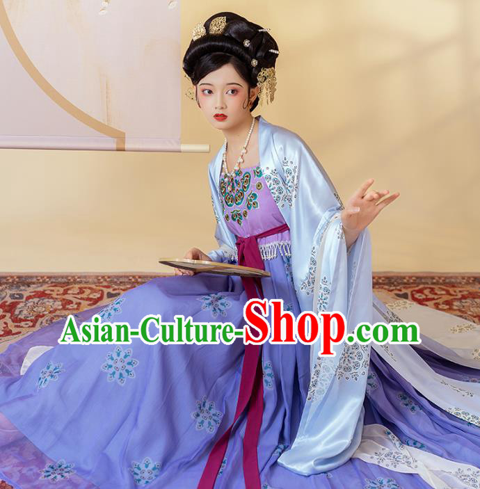 Traditional China Tang Dynasty Court Lady Historical Costumes Ancient Young Beauty Hanfu Dress