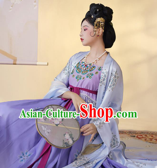 Traditional China Tang Dynasty Court Lady Historical Costumes Ancient Young Beauty Hanfu Dress