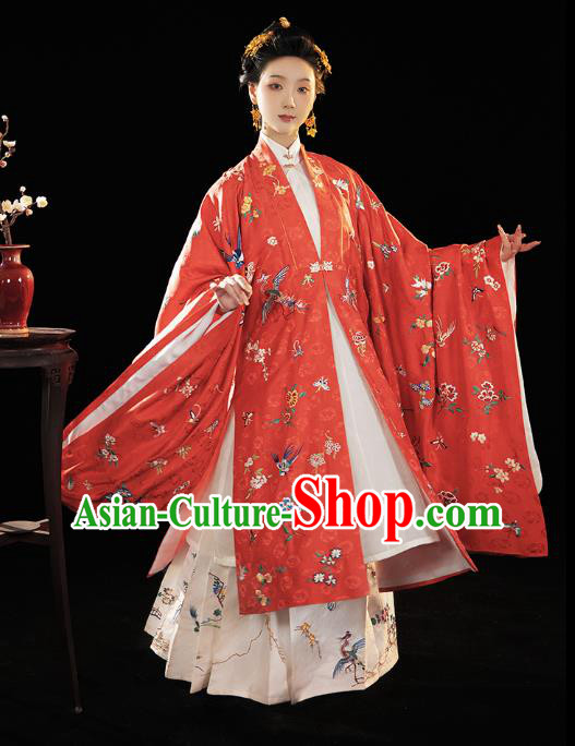 China Ancient Imperial Countess Red Hanfu Costumes Traditional Ming Dynasty Historical Clothing Complete Set