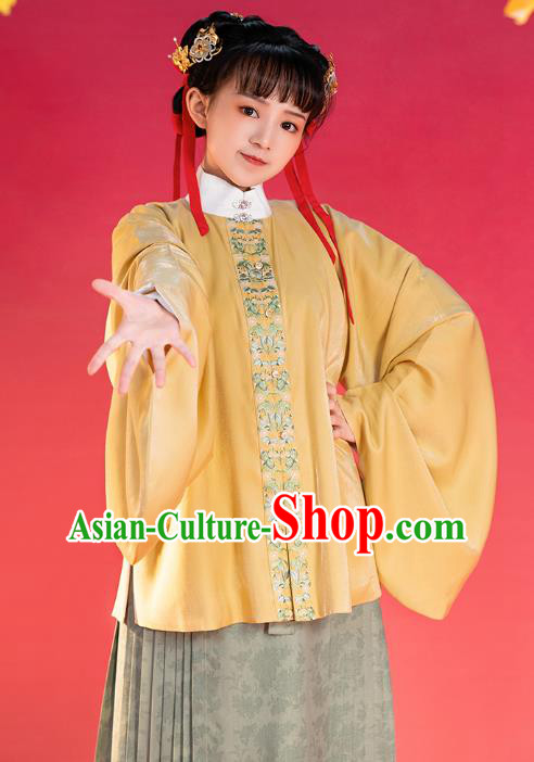 China Traditional Ming Dynasty Young Lady Historical Clothing Ancient Patrician Beauty Winter Hanfu Costume