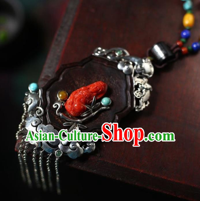 Chinese National Classical Necklace Accessories Handmade Retro Silver Tassel Necklet Pendant