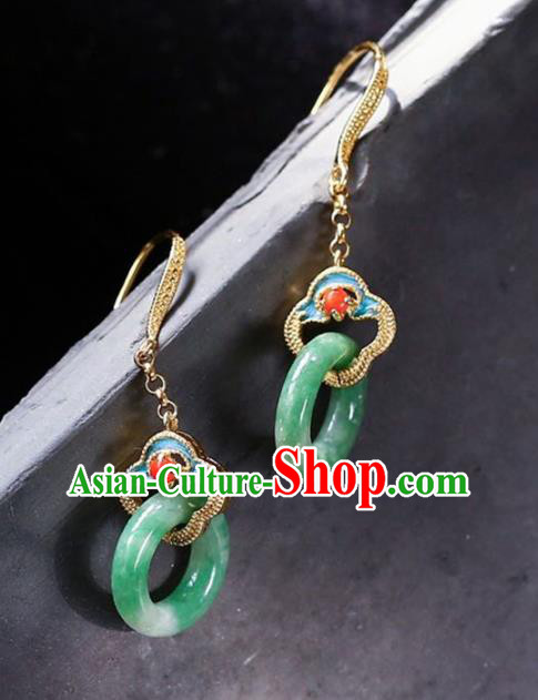 Handmade China Traditional Jewelry Accessories Cheongsam Jadeite Eardrop National Earrings