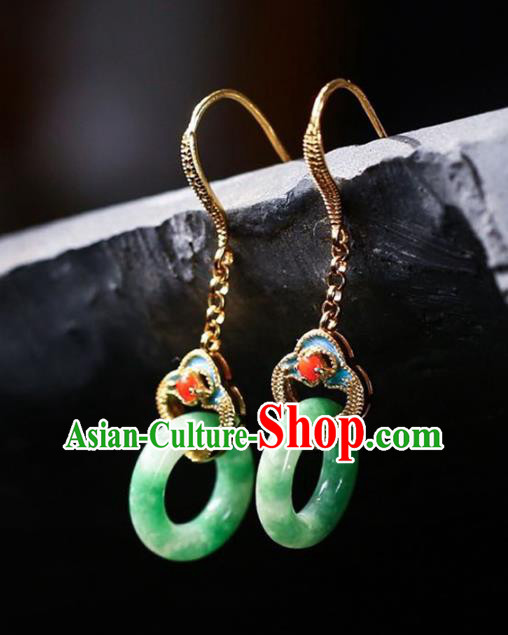 Handmade China Traditional Jewelry Accessories Cheongsam Jadeite Eardrop National Earrings