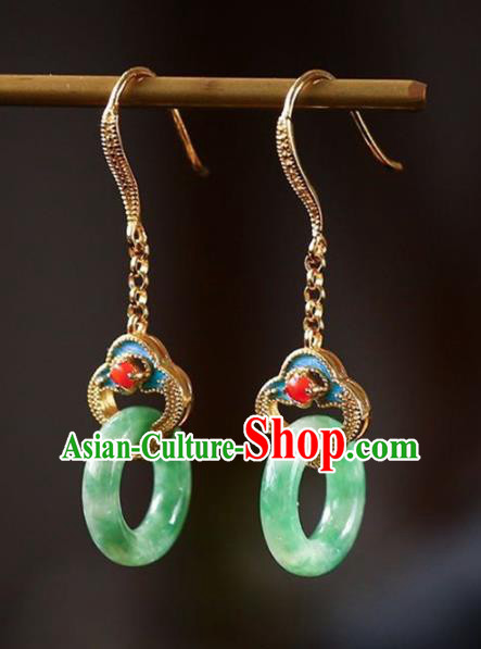 Handmade China Traditional Jewelry Accessories Cheongsam Jadeite Eardrop National Earrings