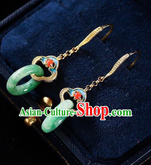 Handmade China Traditional Jewelry Accessories Cheongsam Jadeite Eardrop National Earrings