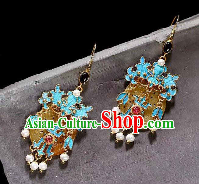 Handmade China Cheongsam Eardrop Traditional Jewelry Accessories National Jade Earrings