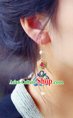 Handmade China Pearls Eardrop Jewelry Traditional Cheongsam Accessories National Phoenix Earrings