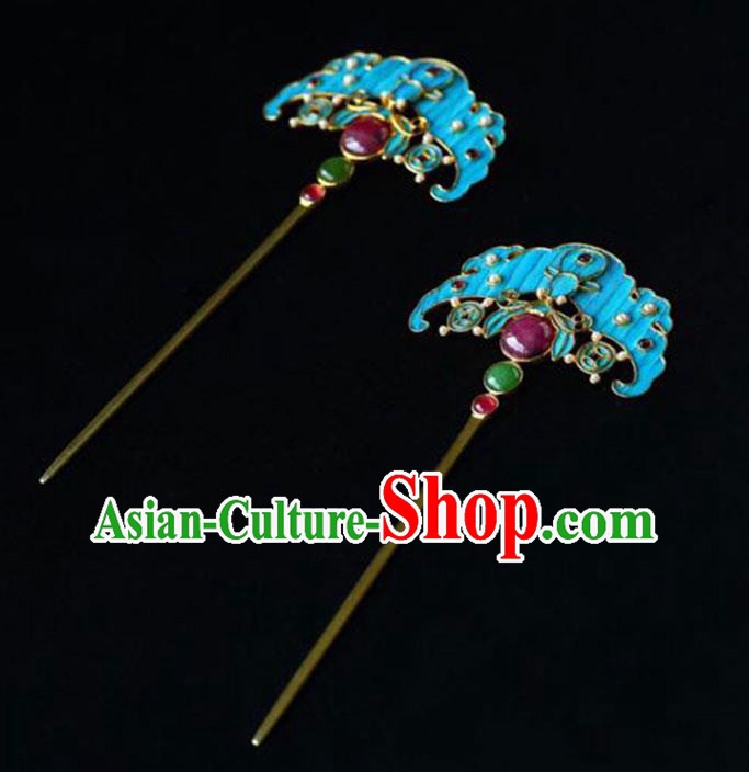 Chinese Handmade Qing Dynasty Court Accessories Traditional Ancient Empress Ruby Hairpin Jewelry