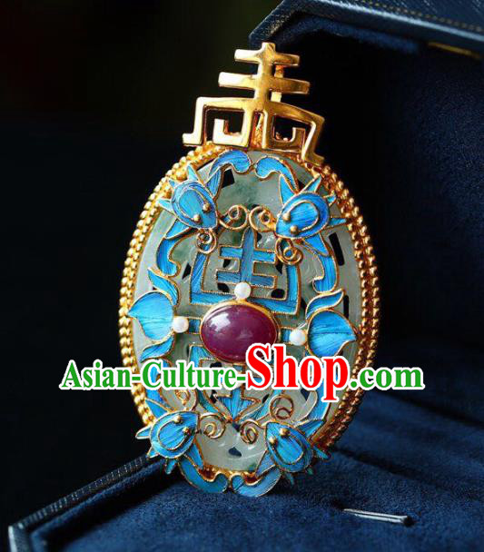 Chinese Classical Jade Necklet Pendant Handmade Accessories National Ruby Necklace