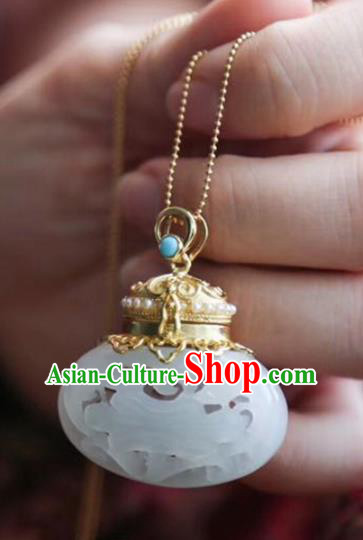 Chinese Handmade Necklet Pendant National Classical Jade Sachet Necklace Accessories