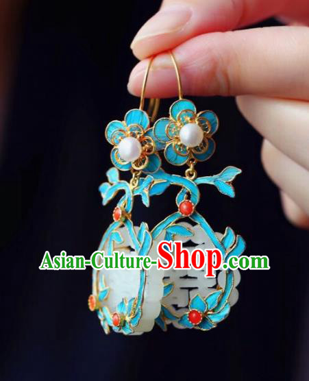 Handmade China Wedding Eardrop Jewelry Traditional Accessories National Cheongsam Jade Earrings