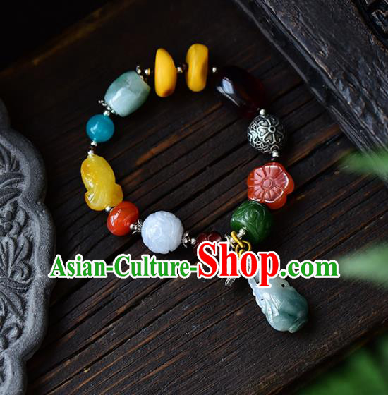 China National Gems Bangle Traditional Court Jewelry Accessories Handmade Jadeite Bracelet
