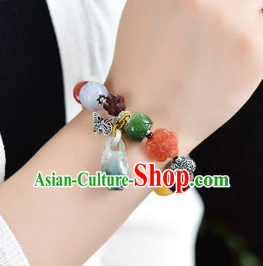 China National Gems Bangle Traditional Court Jewelry Accessories Handmade Jadeite Bracelet