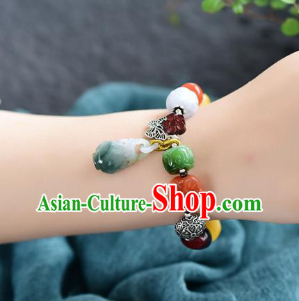 China National Gems Bangle Traditional Court Jewelry Accessories Handmade Jadeite Bracelet