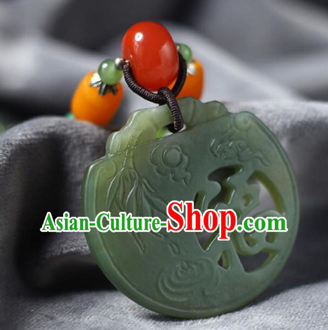 Chinese Classical Jade Beads Necklet Pendant Handmade Beeswax Accessories National Wedding Necklace