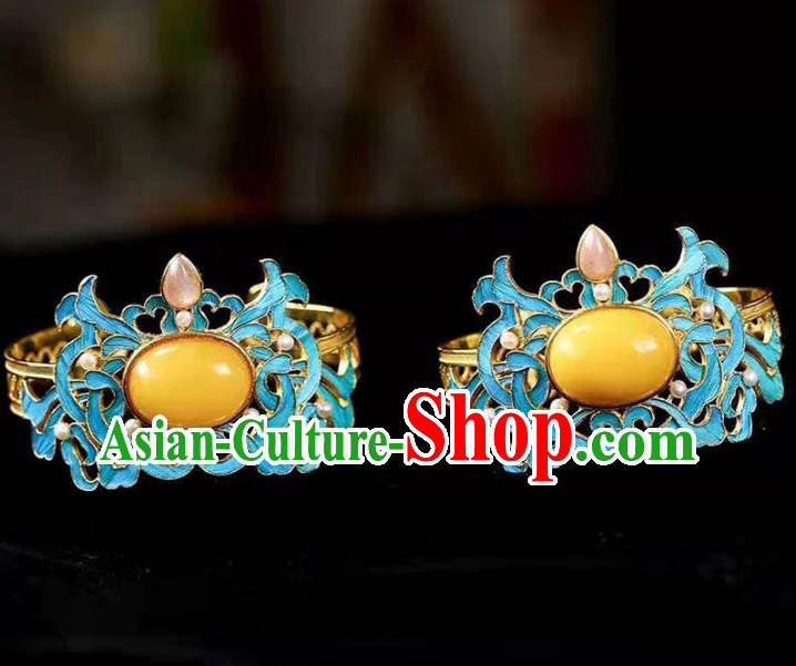 China Handmade Pink Tourmaline Bracelet Traditional Jewelry Accessories National Beeswax Bangle