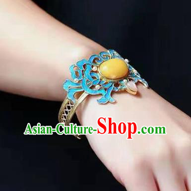 China Handmade Pink Tourmaline Bracelet Traditional Jewelry Accessories National Beeswax Bangle