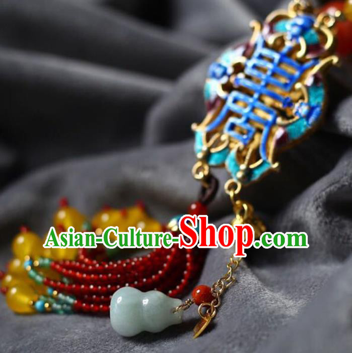 Chinese Classical Cloisonne Necklet Pendant Handmade Accessories National Beeswax Necklace