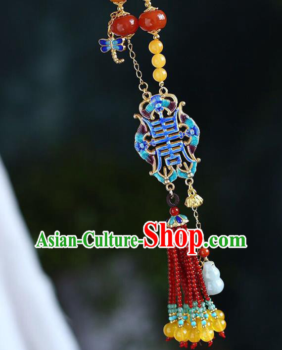 Chinese Classical Cloisonne Necklet Pendant Handmade Accessories National Beeswax Necklace