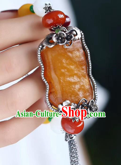 China National Beeswax Bangle Traditional Jewelry Accessories Handmade Retro Silver Bracelet