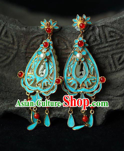 Handmade China National Gems Earrings Traditional Cheongsam Accessories Red Beads Eardrop Jewelry