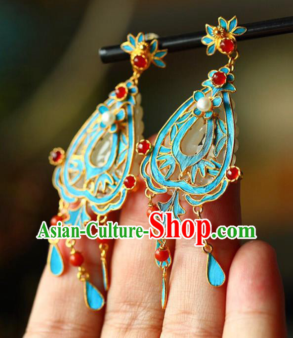 Handmade China National Gems Earrings Traditional Cheongsam Accessories Red Beads Eardrop Jewelry