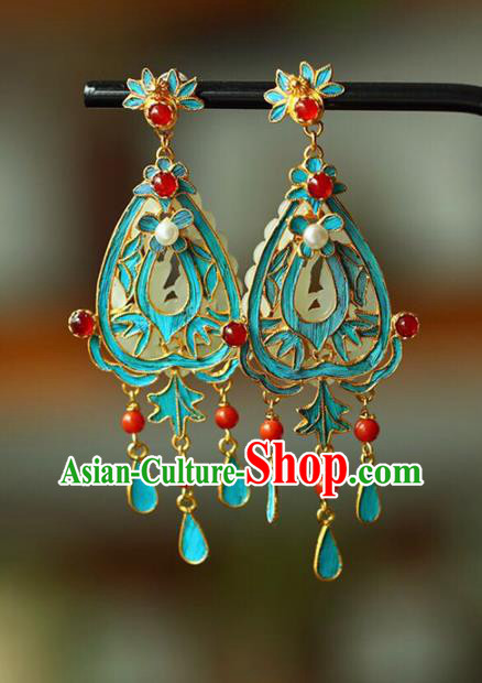 Handmade China National Gems Earrings Traditional Cheongsam Accessories Red Beads Eardrop Jewelry