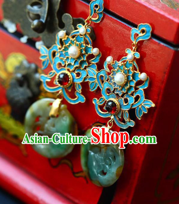 Handmade China Jadeite Eardrop Jewelry National Earrings Traditional Cheongsam Garnet Accessories