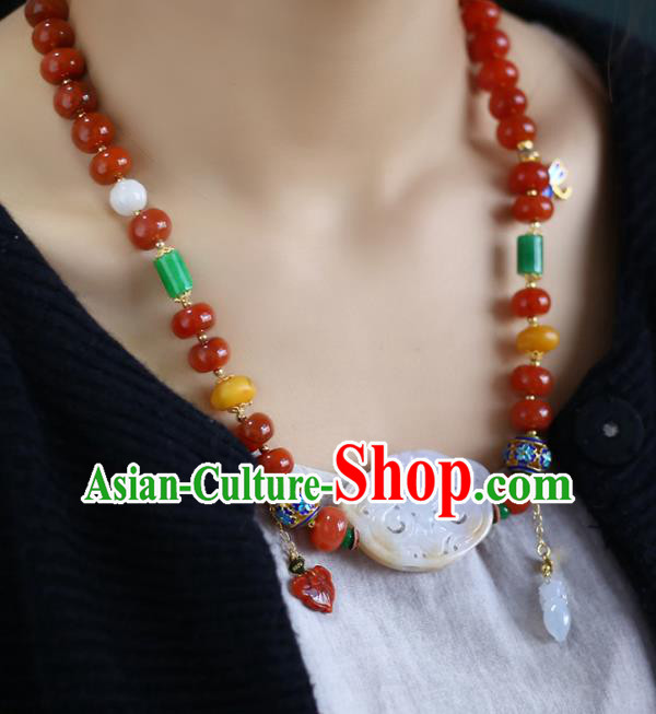 Chinese Handmade Agate Accessories National Cloisonne Necklet Classical Jade Necklace