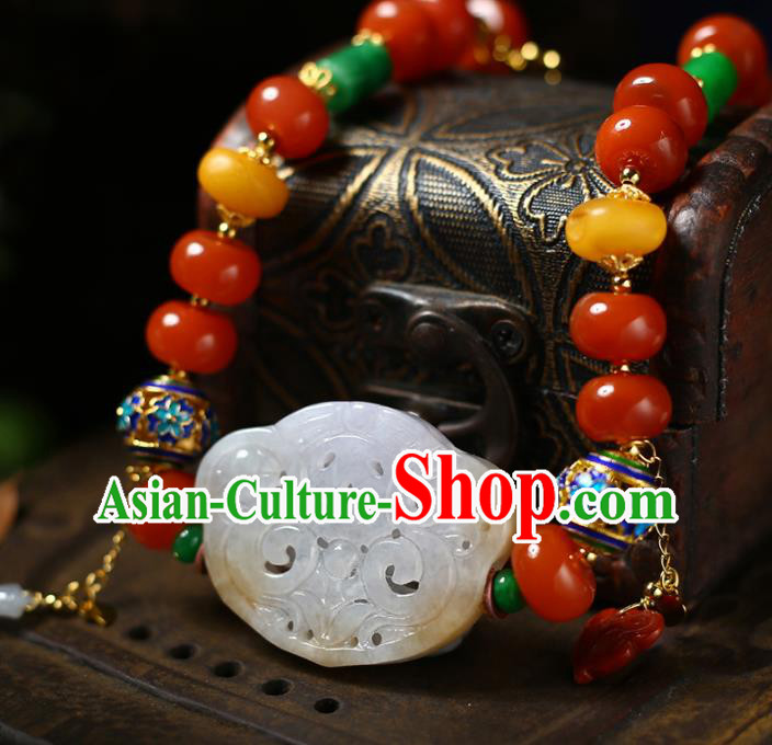 Chinese Handmade Agate Accessories National Cloisonne Necklet Classical Jade Necklace