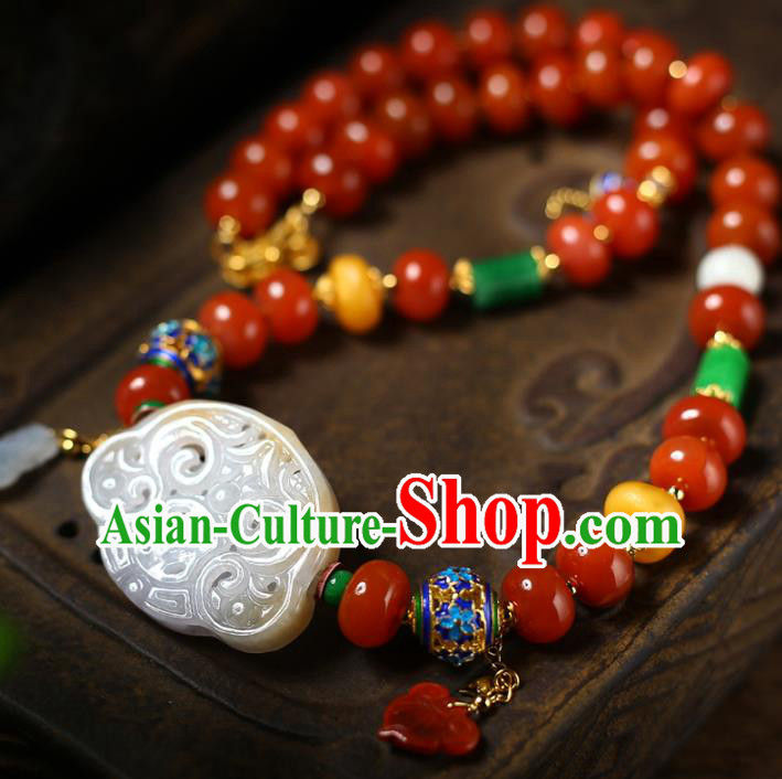 Chinese Handmade Agate Accessories National Cloisonne Necklet Classical Jade Necklace