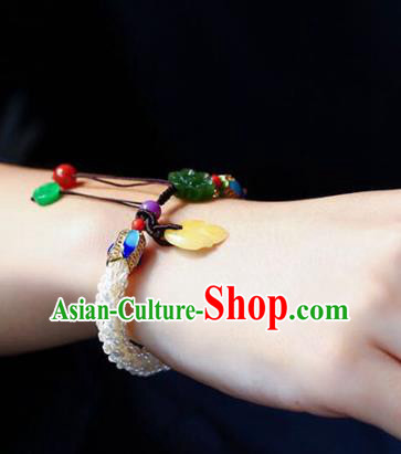 China Handmade Pearls Bracelet Traditional Cloisonne Jewelry Accessories National Jadeite Bangle