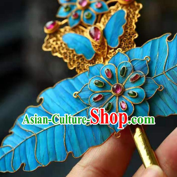 Chinese Handmade Qing Dynasty Hair Accessories Traditional Ancient Palace Lady Gems Hairpin