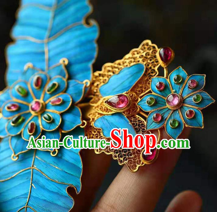 Chinese Handmade Qing Dynasty Hair Accessories Traditional Ancient Palace Lady Gems Hairpin