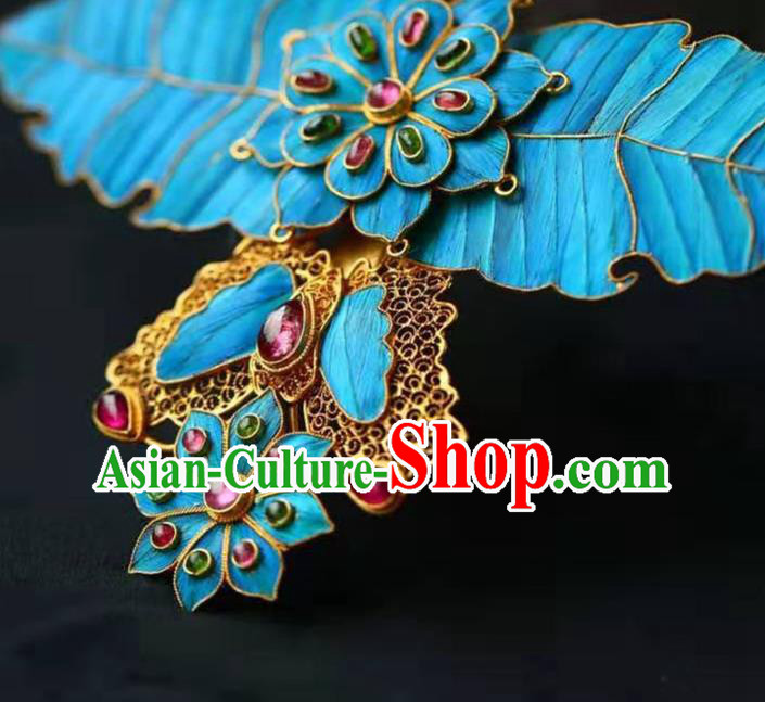 Chinese Handmade Qing Dynasty Hair Accessories Traditional Ancient Palace Lady Gems Hairpin