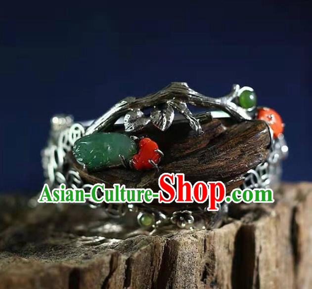 China Traditional Eaglewood Jewelry Accessories Handmade Bracelet National Silver Bangle