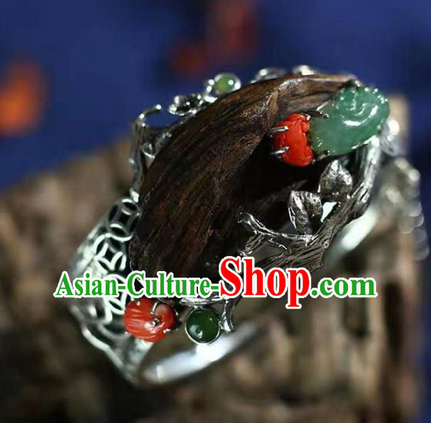 China Traditional Eaglewood Jewelry Accessories Handmade Bracelet National Silver Bangle