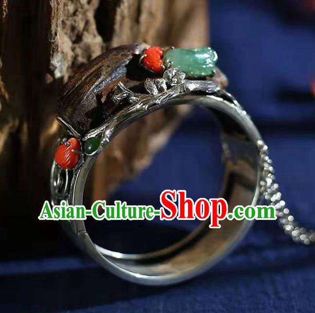 China Traditional Eaglewood Jewelry Accessories Handmade Bracelet National Silver Bangle