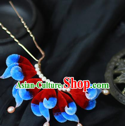 Chinese Traditional Velvet Hairpin Hanfu Hair Accessories Ancient Princess Tassel Hair Stick