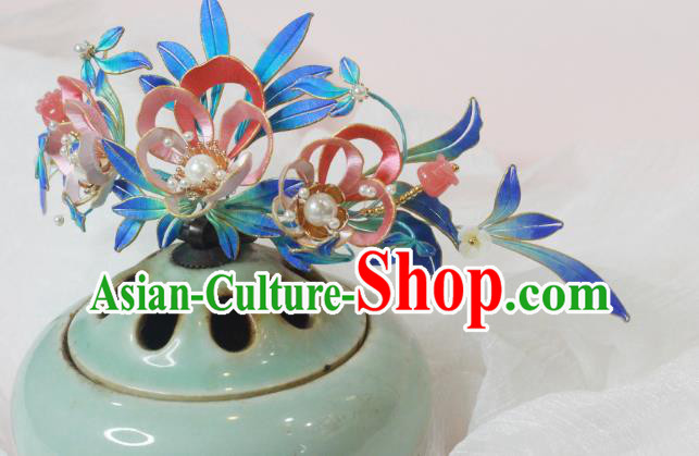Chinese Traditional Song Dynasty Silk Peony Hair Crown Ancient Court Woman Hairpin